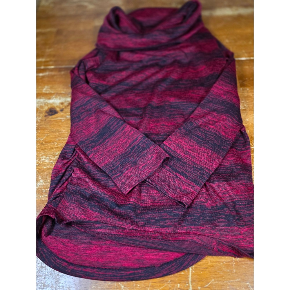Great Expectations Maternity Cowl Neck Space Dye Top Red Black Large L 12-14